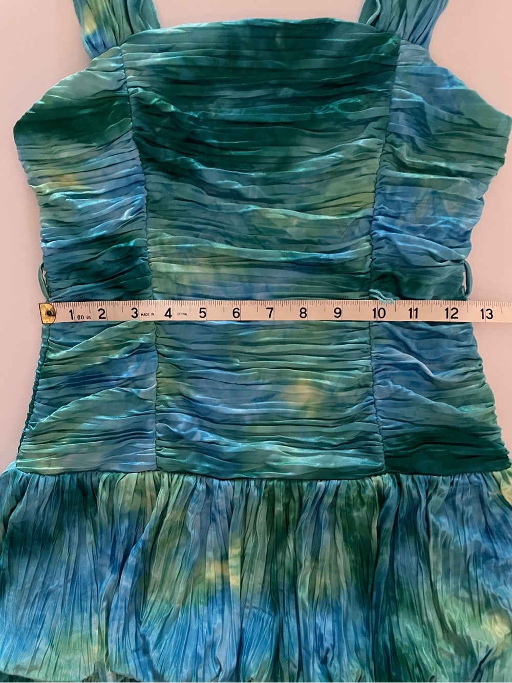 My Michelle Blue Green Ruched Tiered Party Dress Size 12 - Picture 8 of 9